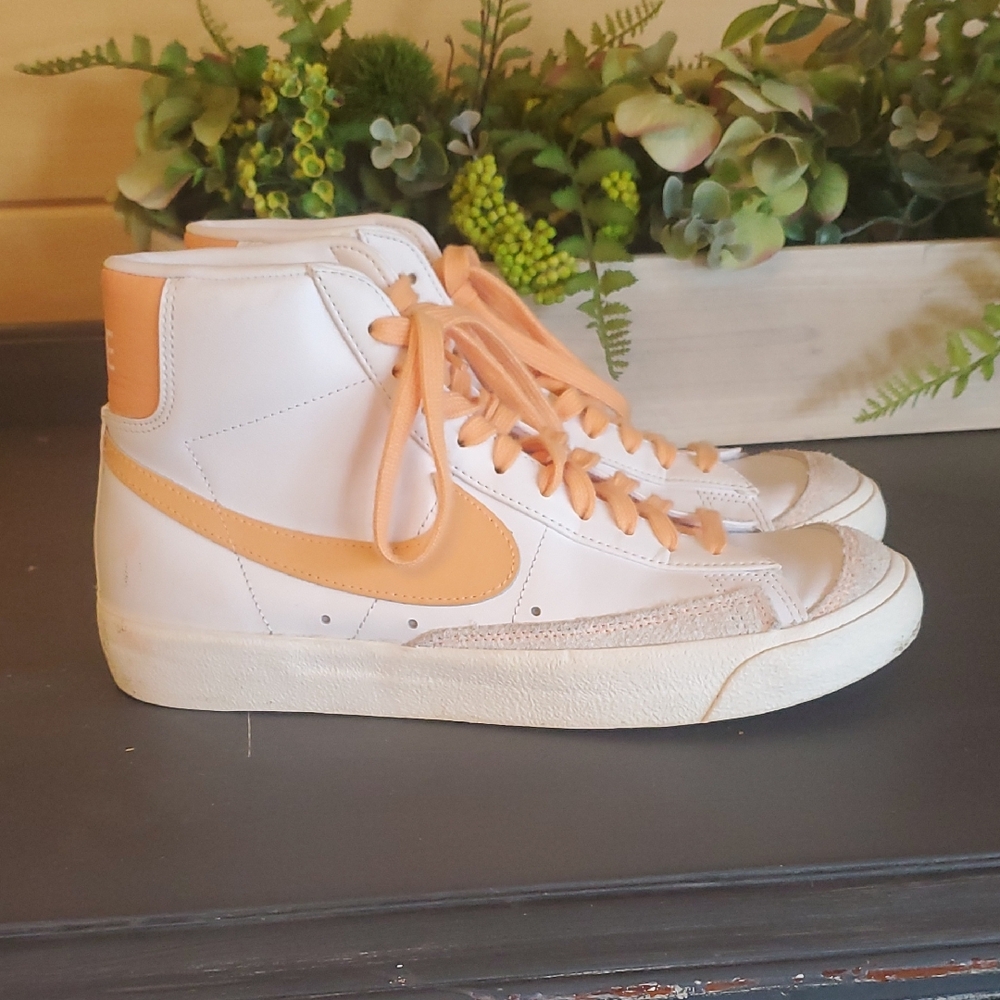 Nike Women's High-Top Sneakers - White and Orange